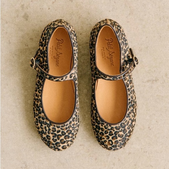 Petit Sezane Paula Ballerinas Mary Jane Flats Pony Leopard Print Toddler Kids - Picture 2 of 10